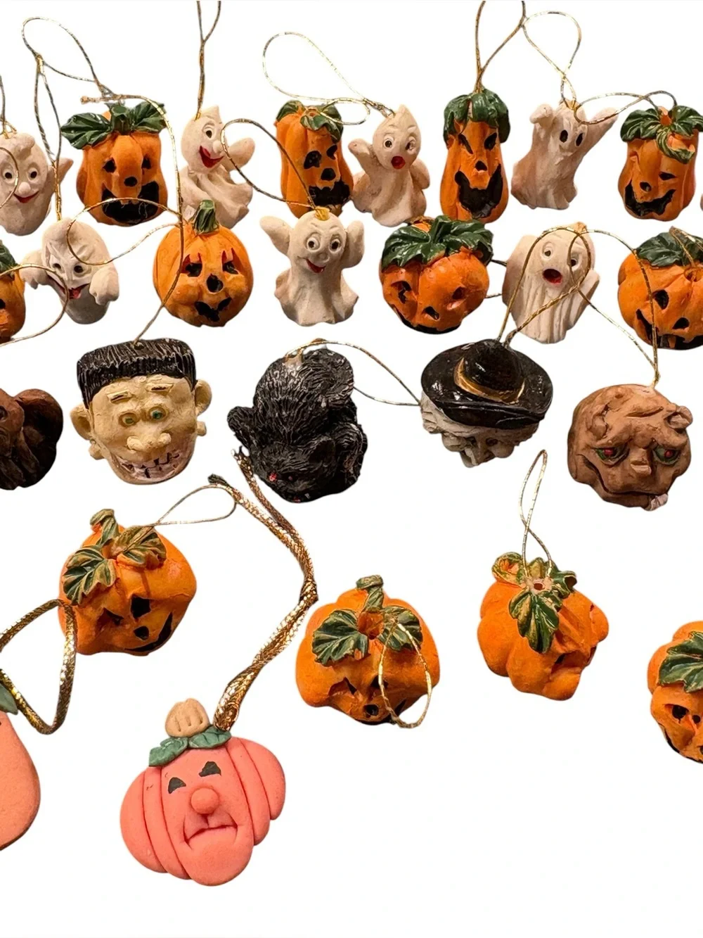 Halloween Vintage 40+ Miniature Ornaments Pumpkins Ghosts Monsters Witches Bats